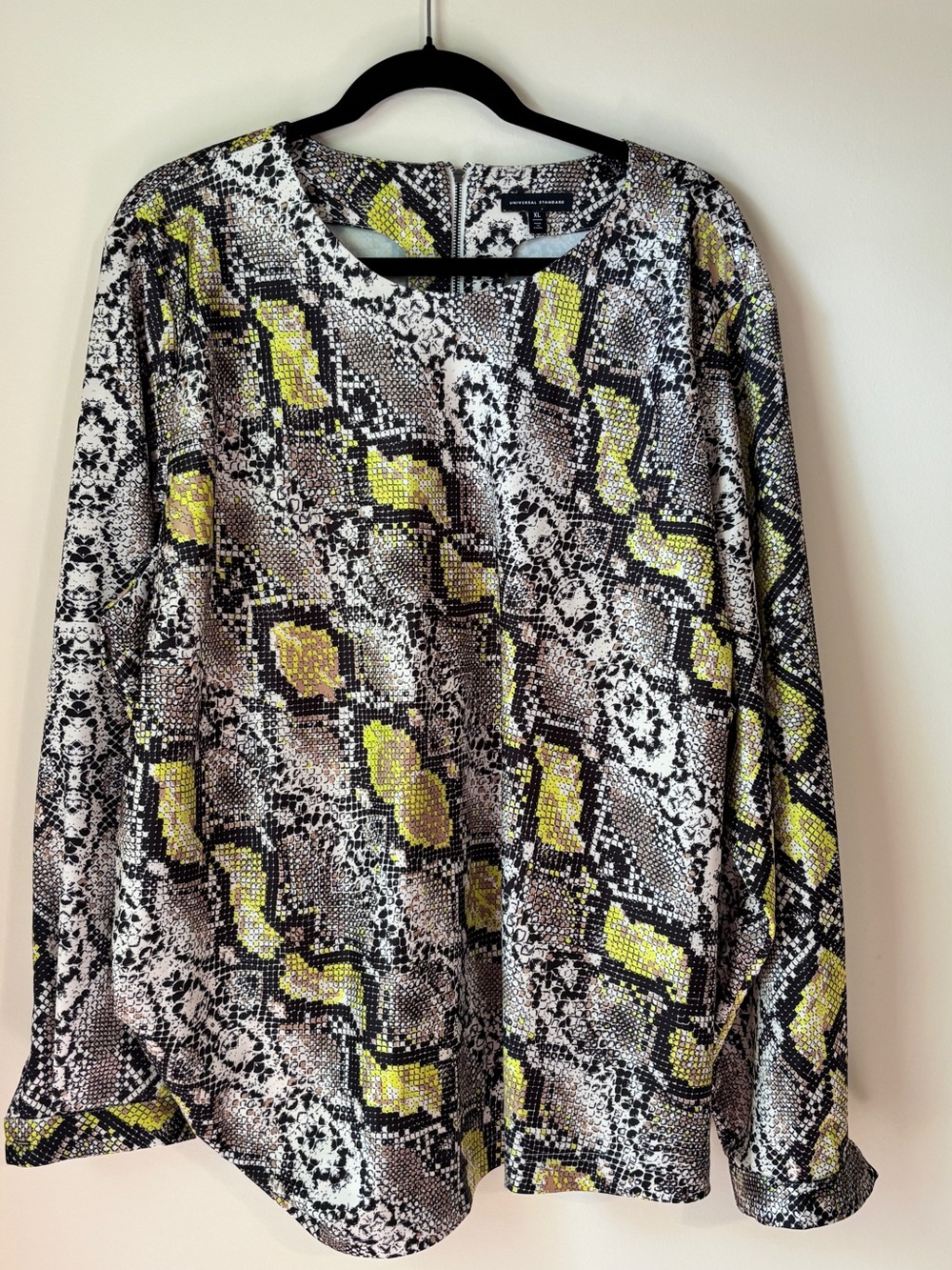Universal Standard Snake-Print Blouse Jacket in Yellow, Black & Gray